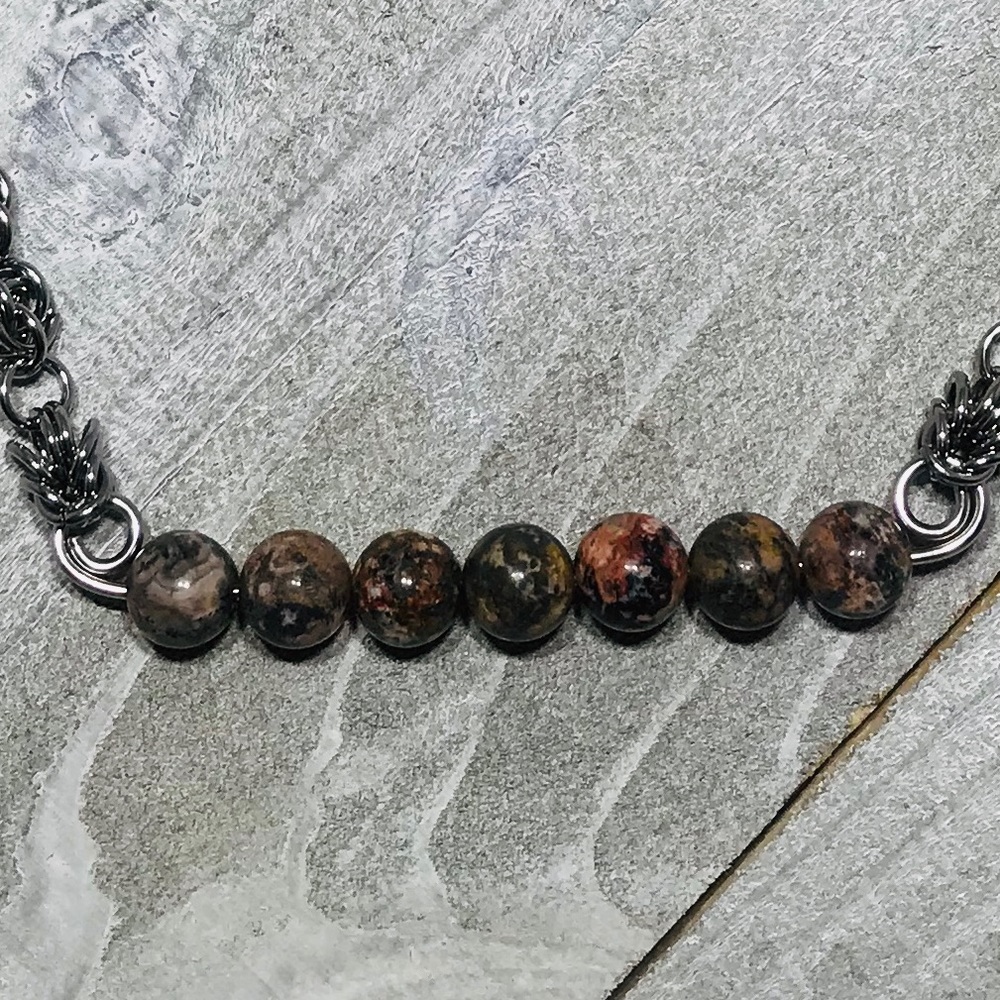 Artisan Leopard Skin Jasper Sweet Pea Necklace - Picture 5 of 5